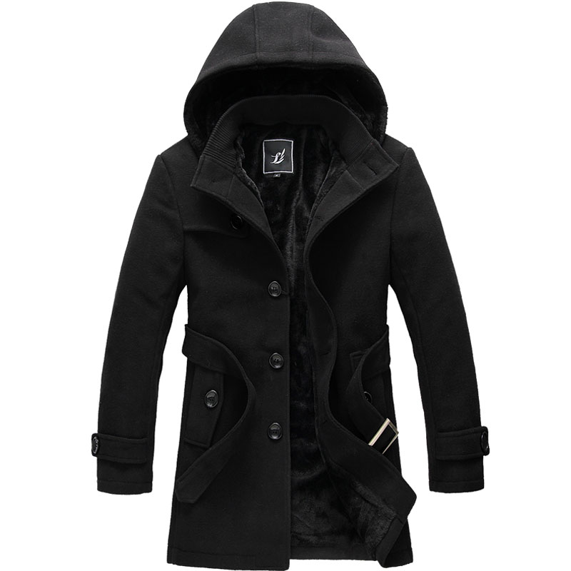 Mid Length Detachable Hooded Trench Coat - Winter Clothes