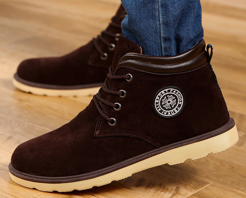 Men's Winter Shoes Suede Leather Fleece Lining Casual Footwear - Winter ...