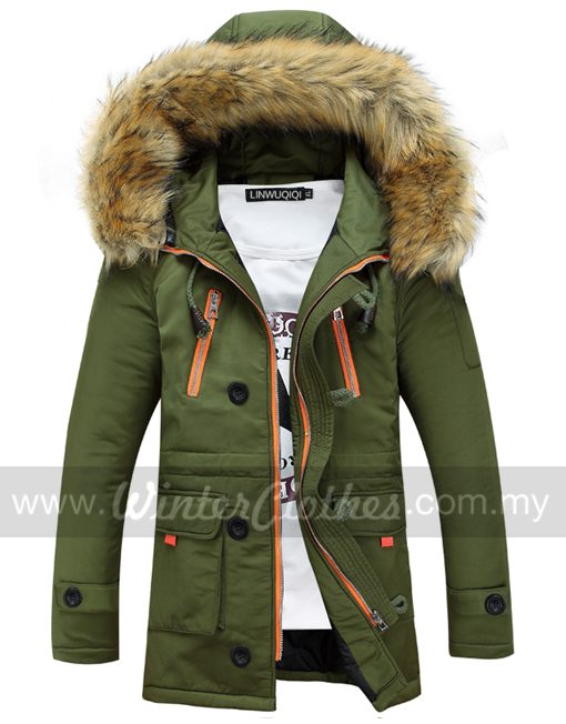 padded winter coat with fur hood