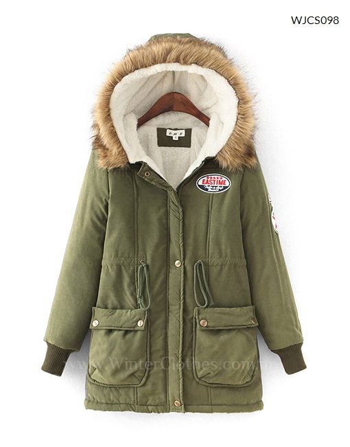 Military Winter Jacket with Fur Trimmed Hoodie - Winter Clothes