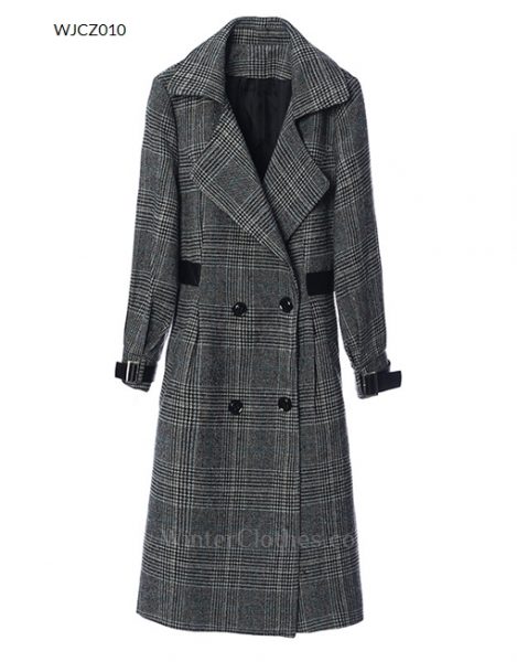 Vintage Trench Coat Plaid Long Coat For Women - Winter Clothes